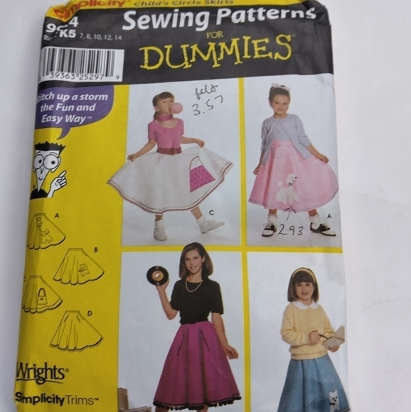 Simplicity Sewing Pattern 9924 Girls Circular Felt Skirts Size 7-14 Poodle Skirt - Picture 1 of 2